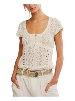 Free People - Claro Short Sleeve Top - White