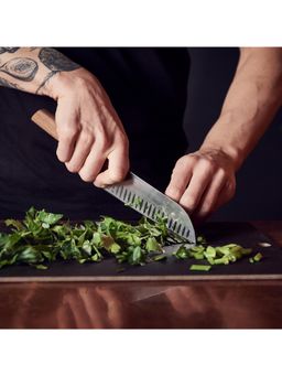 Victorinox - Swiss Modern Santoku Knife Fluted Edge Walnut Wood