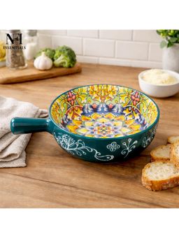 NFI Essentials - Ceramic Snack Bowl with Handle Microwave & Dishwasher Safe Soup Serving Bowl