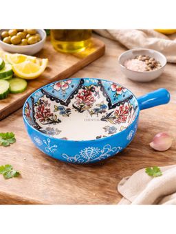 NFI Essentials - Ceramic Snack Bowl with Handle Microwave & Dishwasher Safe Soup Serving Bowl