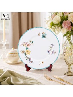NFI Essentials - 10 Inch Ceramic Dinner Plate Blue Floral Design Premium Serving Plate