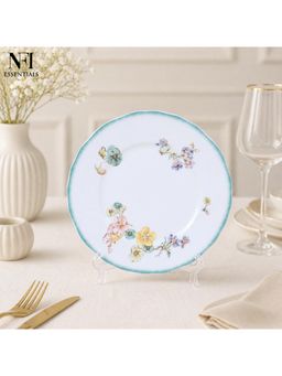 NFI Essentials - 8 Inch Ceramic Quarter Plate Blue Floral Design Premium Serving Plate