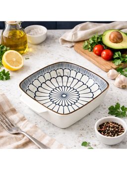 NFI Essentials - Ceramic Square Serving Bowl with Handles Microwave & Dishwasher Safe
