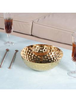 SAGE KONCPT - Stainless Steel Diamond Chip & Dip Serving Bowl Gold Finish