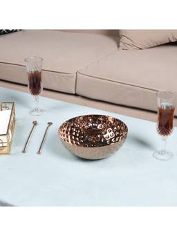 SAGE KONCPT - Stainless Steel Diamond Chip & Dip Serving Bowl Rose Gold Finish