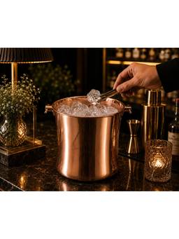 SAGE KONCPT - Crystal Stainless Steel Ice Bucket Rose Gold Finish