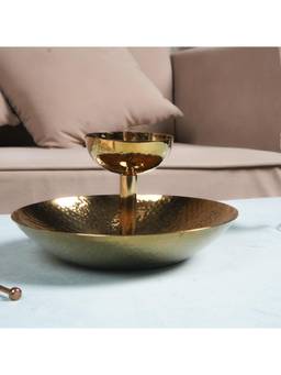 SAGE KONCPT - Stainless Steel Fountain Chip & Dip Serving Bowl Gold Finish