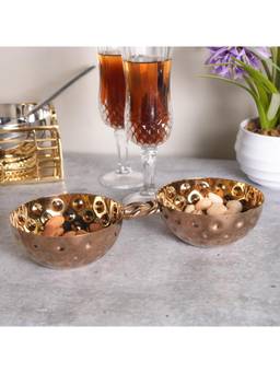 SAGE KONCPT - Stainless Steel Love Knot Decorative Nut Bowl Rose Gold Finish