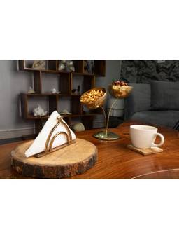 SAGE KONCPT - Stainless Steel Hammered Tissue Holder Gold Finish