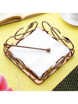 SAGE KONCPT - Stainless Steel Willow Leaf Tissue Holder Rose Gold Finish