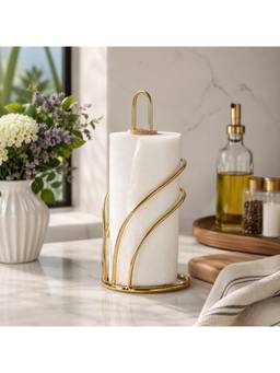 SAGE KONCPT - Stainless Steel Bamboo Tissue Roll Holder Gold Finish