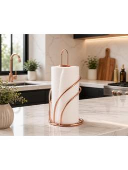 SAGE KONCPT - Stainless Steel Bamboo Tissue Roll Holder Rose Gold Finish