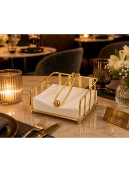 SAGE KONCPT - Stainless Steel Ivory Tissue Holder Gold Finish