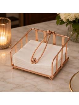 SAGE KONCPT - Stainless Steel Ivory Tissue Holder Rose Gold Finish