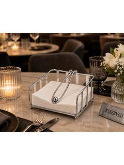 SAGE KONCPT - Stainless Steel Ivory Tissue Holder Silver Finish