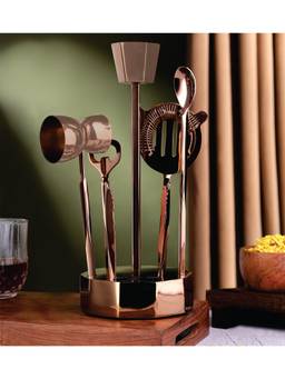 SAGE KONCPT - Aura Stainless Steel Bar Set Rose Gold Finish
