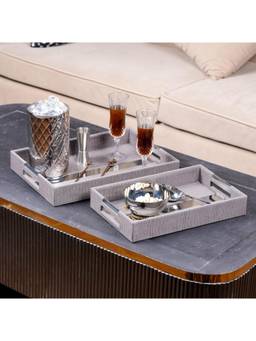 SAGE KONCPT - Wooden Rectangle Serving Tray Set of 2 Grey