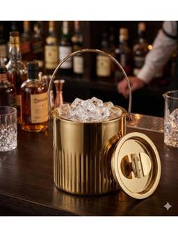 SAGE KONCPT - Half Fluted Stainless Steel Ice Bucket Gold Finish