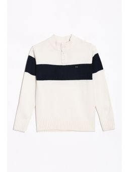 Allen Solly - Boys White Patterned Regular Fit Sweater