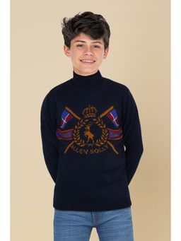 Allen Solly - Boys Navy Graphic Print Regular Fit Sweater