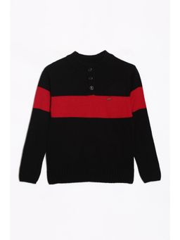 Allen Solly - Boys Black Patterned Regular Fit Sweater