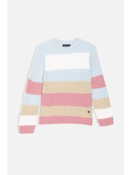 Allen Solly - Girls Multi-Color Stripe Regular Fit Sweater