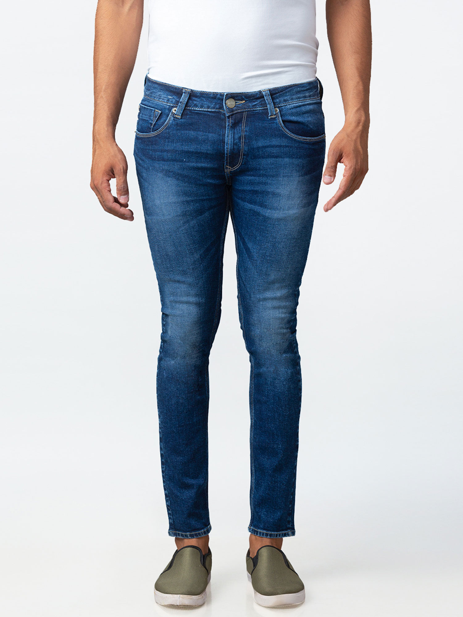 Buy Spykar Blue Cotton Super Skinny Fit 