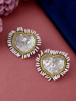 Shoshaa - White Heart shaped Drop Earrings