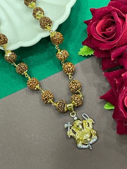 Digital Dress Room - Lord Ganesha Mens Rudraksha Mala Necklace