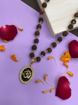 Digital Dress Room - Om Ad Mens Rudraksha Gold Mala Necklace