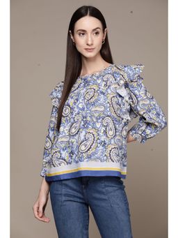 Label Ritu Kumar - Navy Blue Paisley Top
