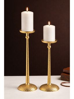 De Maison Decor - Gold Solid Metal Candle Holder (Pack of 2)