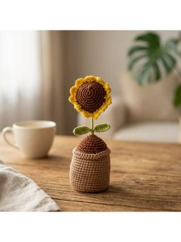 eCraftIndia - Multi-Color Solid Crochet Sunflower Pot