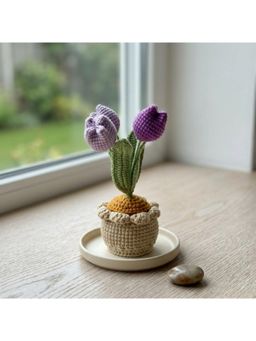 eCraftIndia - Multi-Color Solid Crochet Tulip Flower Pot