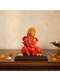 eCraftIndia - Orange Solid Resin Ganesha Idol