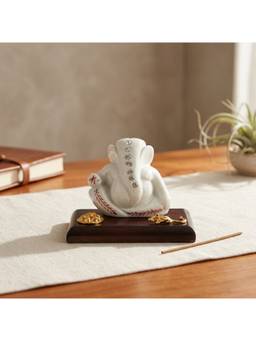 eCraftIndia - White Solid Resin Ganesha Idol