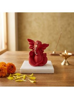 eCraftIndia - Red Solid Resin Ganesha Idol
