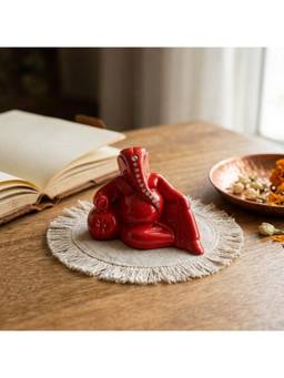 eCraftIndia - Red Solid Resin Ganesha Idol