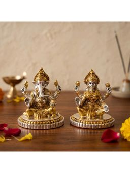 eCraftIndia - Multi-Color Solid Metal Laxmi Murti and Ganesh Murti