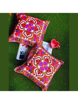 TheYUGO - Purple Geometric Cotton Cushion Covers (Pack of 2)