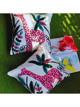 TheYUGO - Off White Quirky Cotton Cushion Covers (Pack of 2)