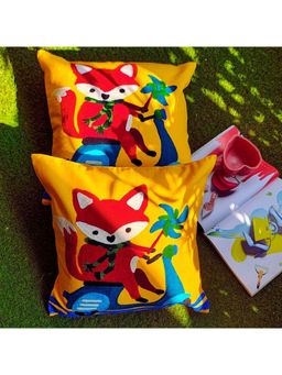 TheYUGO - Yellow Quirky Cotton Cushion Covers (Pack of 2)