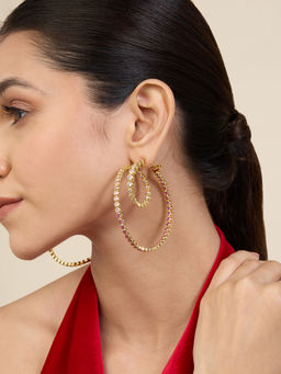 Isharya - White and Pink Spiral Hoop Earrings In 18Kt Gold Plated