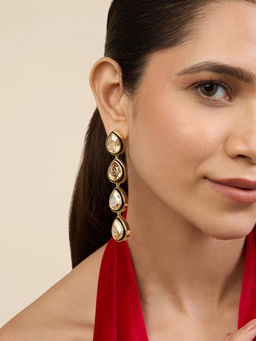 Isharya - Red Roulette Dangler Earrings In 18Kt Gold Plated