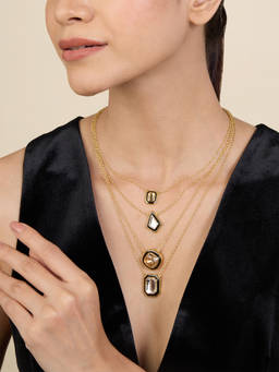 Isharya - White Gold Metaverse Four Layered Necklace In 18Kt Gold Plated