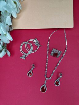NVR - Silver-Plated Valentine Special Women's Jewellery Combo Set