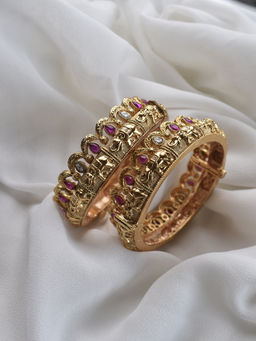 Peach Tassels - Temple Bangles | Golden Bangles