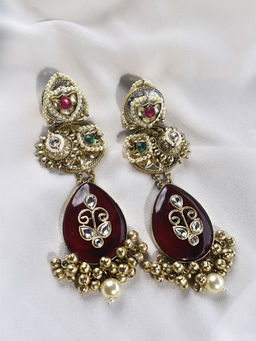 Peach Tassels - Red Earrings | Heavy Earrings