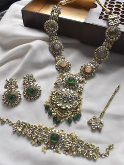 Peach Tassels - Heavy Kundan Necklace Set | Kundan Bridal Set