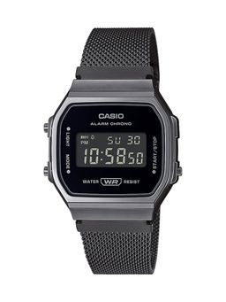 Casio - Vintage A168WEMB-1BDF Black Digital Dial Silver Stainless Steel Band D259